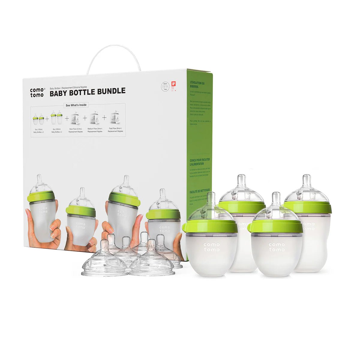 Comotomo Baby Bottle Bundle Kit, Green Hip Mommies