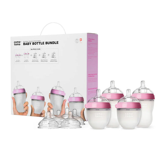 Comotomo Baby Bottle Bundle Kit, Pink