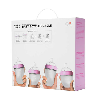 Comotomo Baby Bottle Bundle Kit, Pink Hip Mommies