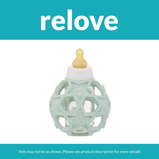 relove Hevea 2in1 Baby Glass Bottle 120 ml with Star Ball 0-3 months in Mottled Mint Hip Mommies