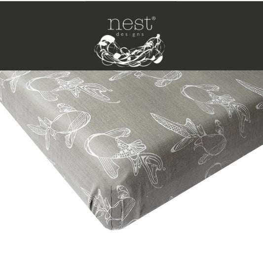 Nest Designs Bamboo Muslin Crib Sheet in Koi Fish Beige Hip Mommies