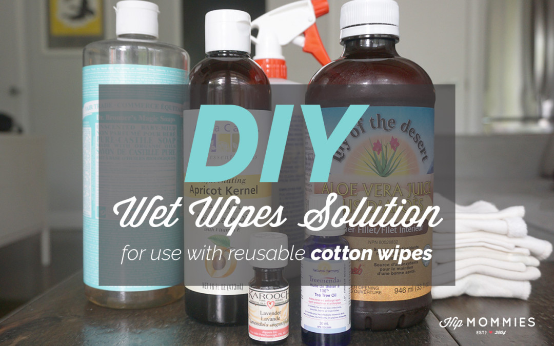 DIY natural homemade wet wipes solution, for use with reusable cotton wipes