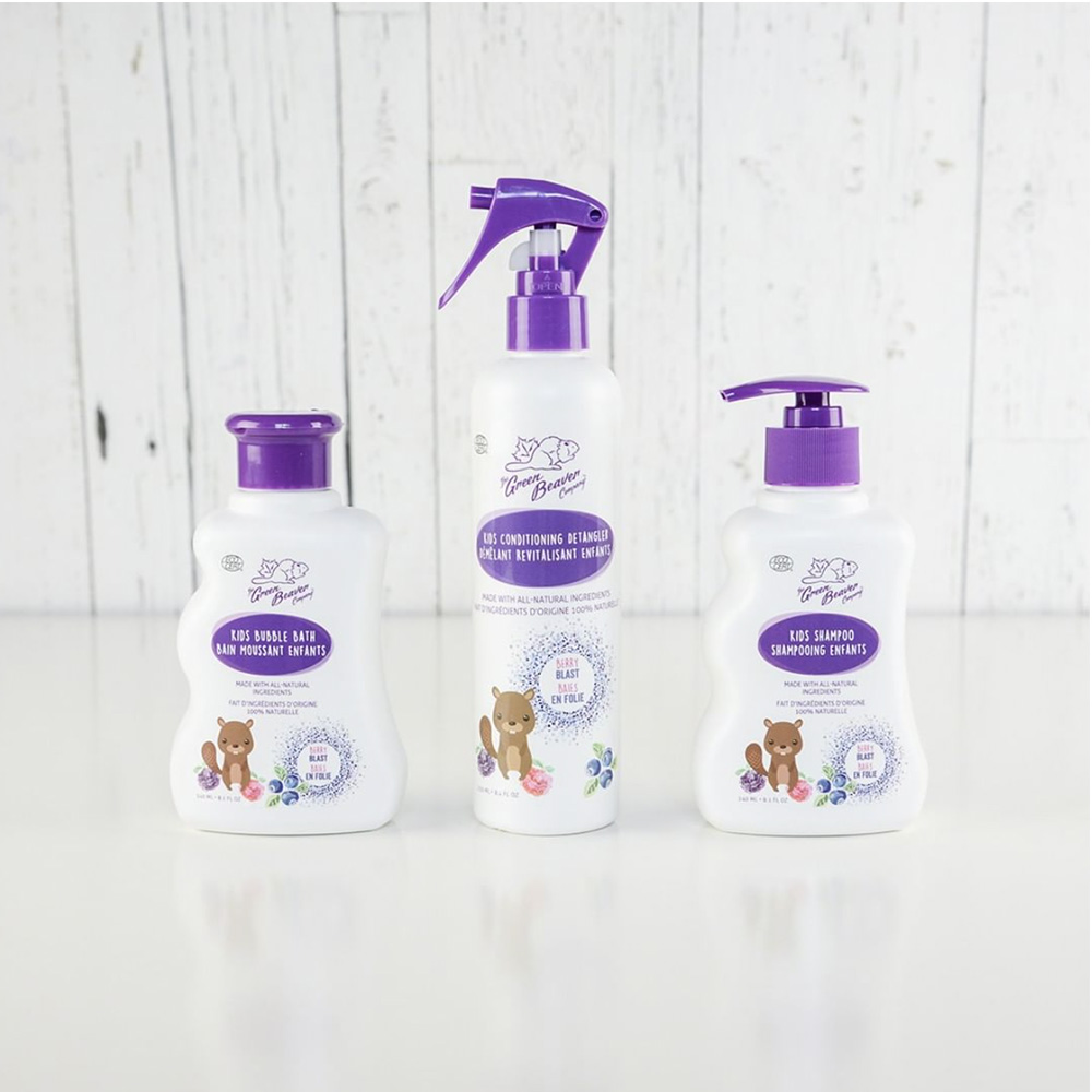 a photo of the Green Beaver Juniors Collection of Bubble Bath, Shampoo and Detangler